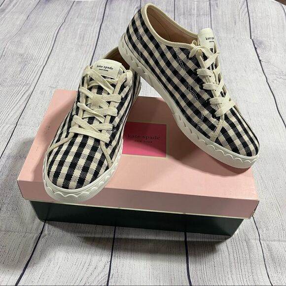 KATE SPADE Vale Sneakers - Gingham Black/Cream - Picture 2 of 9